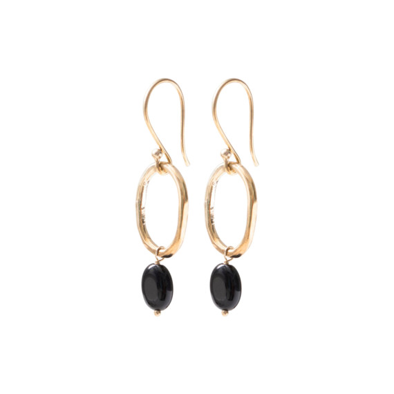 Graceful Black Onyx Gold Earrings 