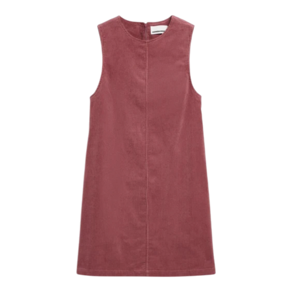CORDUROY R-NECK MINI DRESS Kleider Web Solid 