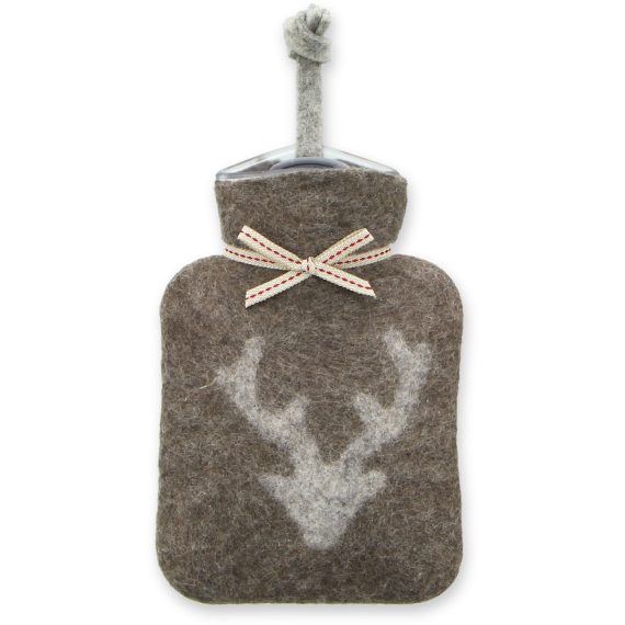 Miniwärmflasche 0,2l, Hirschkopfmotiv 