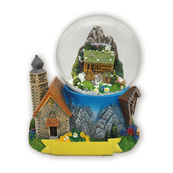 SCHNEEKUGEL ALPENMOTIV 6,5CM 