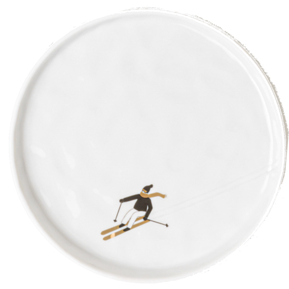 Schneetag Teller Ski fahren D.15cm, H.1,2cm 