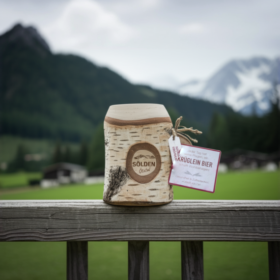 Bierkrug Holz 0,4 mit Gravur Sölden 